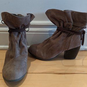 Adorable brown faux suede booties